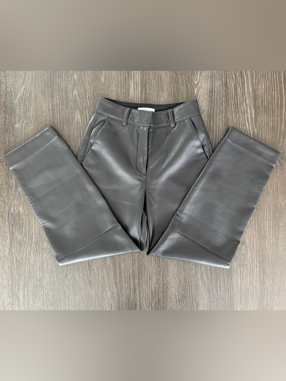 Aritzia Babaton Command Cropped Black Faux Leather Pants